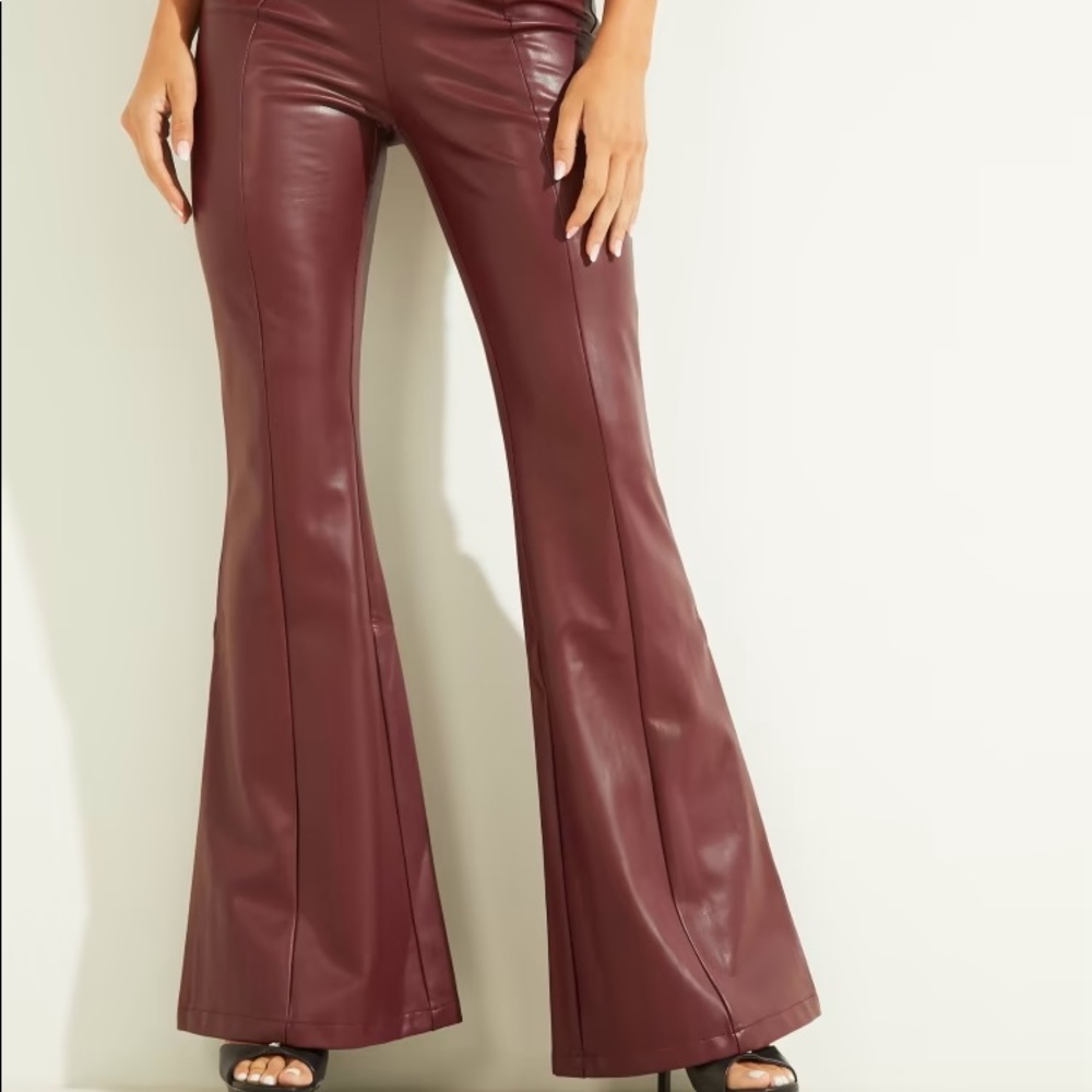 Guess Brand Sabella Faux-Leather Flare Pants